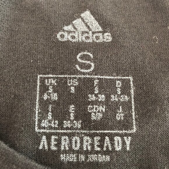 Adidas Activewear Athletic Aeroready SS Crew Neck Top Black White Logo Sz S - Picture 10 of 13